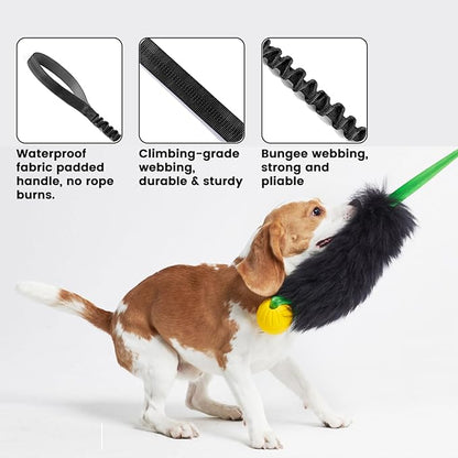 HOWGO Dog Rope Toy,Dog Bungee Chaser Toy 100% Sheepskin,Sheep Smell Tug Toy for All Breeds (Purple, Long Without Ball)