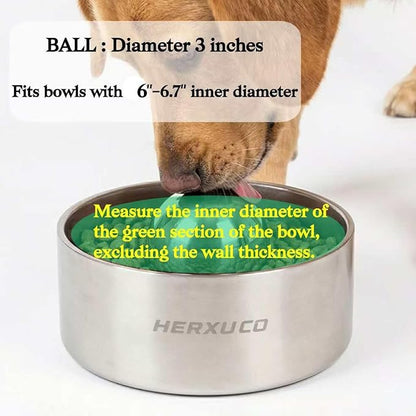 SUS304 Stainless Steel Dog Food Slow Feeder Ball - 3in - Slows Fast Eating, Prevents Choking, Bloating & Obesity - Fun Feeding for All Dogs - Durable, Smooth & High Adaptability (Medium 3Inch)