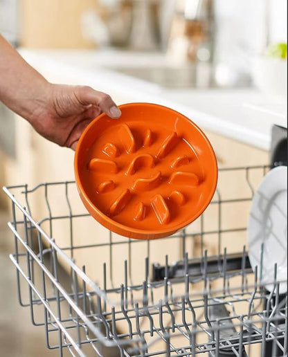 LE TAUCI Ceramic Slow Feed Dog Bowls with Wooden Stand, Anti-Gulping, Non-Slip, Easy to Clean, Dishwasher Safe, 8 Inch