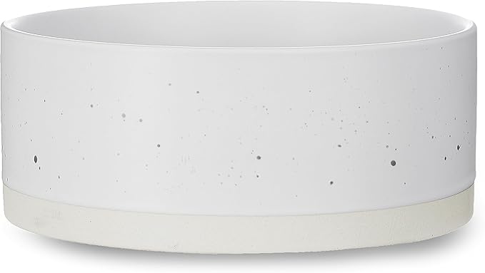 Oslo Ceramic Dog Bowl - 8'' Dog Food Water Bowl for Medium and Large Dogs, Heavy Duty Non-Slip Dog Dish, Modern Scandi-Style Stoneware Pet Feeder Bowl, Dishwasher Safe (70Oz, White)