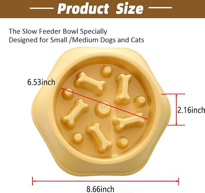 Slow Feeder Dog Bowl,Anti Gulping Healthy Eating Interactive Bloat Stop Fun Alternative Dog Slow Food Feeding Pet Bowl,