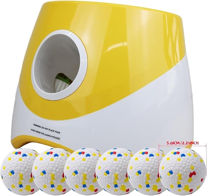 Dog Tennis Ball Launcher Dogs Chase Automatic Toys Fun Interactive Machine Catapult Throw Rechargable(Yellow)