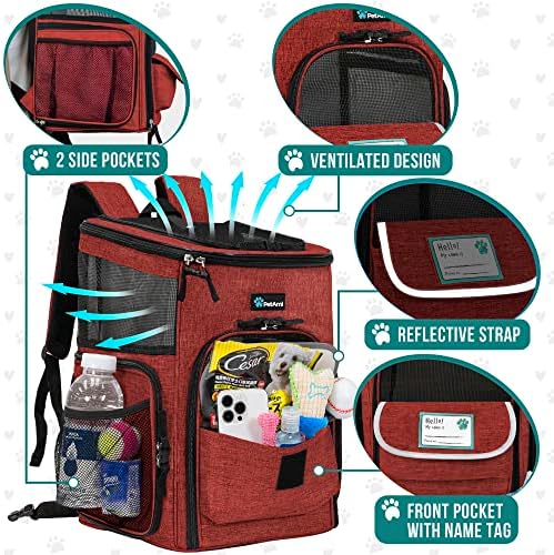PetAmi Dog Backpack Carrier, Airline Approved 4-Way Entry Cat Bag, Red - Image 4
