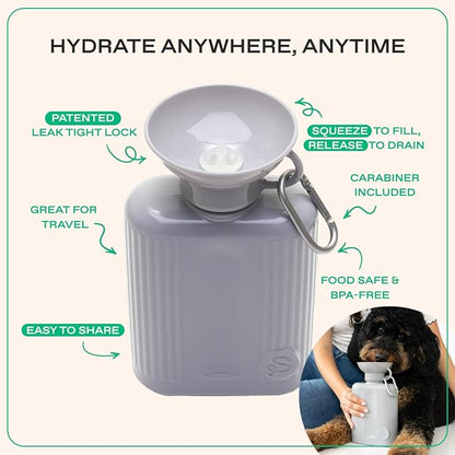 Springer Dog Water Bottle | Portable Travel Water Bottle Dispenser For Dogs - As Seen on Shark Tank | Patented, Leak-Proof Bottles Fill Bowl With Water - Ideal for Walking | BPA-Free 44oz Gray