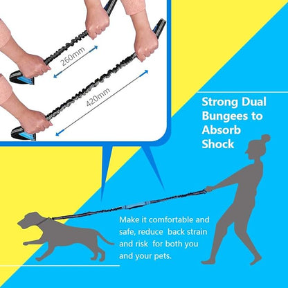 Hands Free Dog Running Leash with Adjustable Waist Belt, Dual Handle Elastic Bungees Retractable Rope for Small and Medium Dogs, Reflective Stitches for Walking Hiking Biking (Medium, 8-25lb)