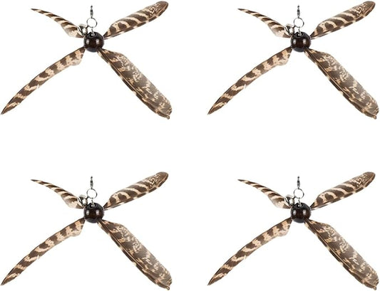 Cat Wand Toys Interactive for Indoor Cats, 4PC 4-Blade Feather Propeller Refills (Wild-Style Brown)