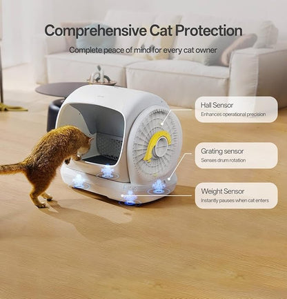 XXXL Automatic Cat Litter Box, Self Cleaning Litter Box for Multiple Cats, Anti-Pinch Safety Protection, Smart APP Control, Odor Control, Works with Clumping/Bentonite/Mineral Litter