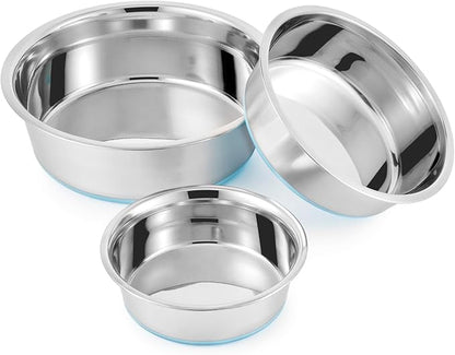 Stainless Steel Dog Bowls 2 Pack – 4 Cup Pet Food & Water Bowls with Non-Slip Rubber Base, Dishwasher Safe, for Medium Dogs & Large Cats