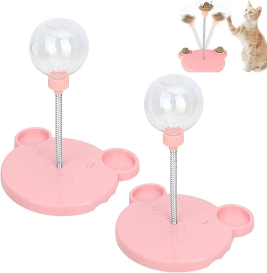 Leaking Treats Ball Pet Feeder Toy, Pet Toy Treat Dispenser,Interactive Pet Toy,Slow Feeder,Funny Pet Leaking Ball Cat Dog Slow Feeders,Feeder for Cats & Dogs for Hunting Chasing and Exercise (Pink*2)