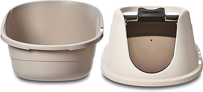 Amazon Basics No-Mess Hooded Enclosed Cat Litter Box with Odor Control and Swinging Door, Standard, 21" x 16" x 15", Multicolor