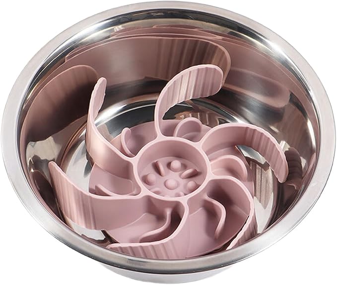 Slow Feeder Dog Bowl Insert with Strong Suction Cup Nonslip Silicone Pet Food Dispenser for Eating and Digestion