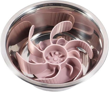 Slow Feeder Dog Bowl Insert with Strong Suction Cup Nonslip Silicone Pet Food Dispenser for Eating and Digestion