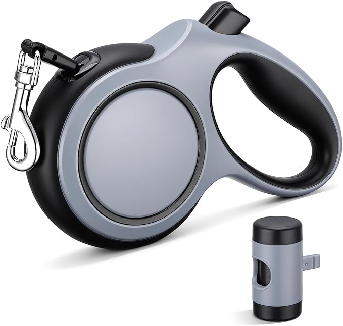 Segarty 16 Ft Retractable Leash with Waste Bag Dispenser, 5m Dog Leash with Anti-Slip Handle 360°Tangle-Free Retraction for Pet up to 66 Lbs, Durable Walking Accessory with One-Handed Brake Pause Lock