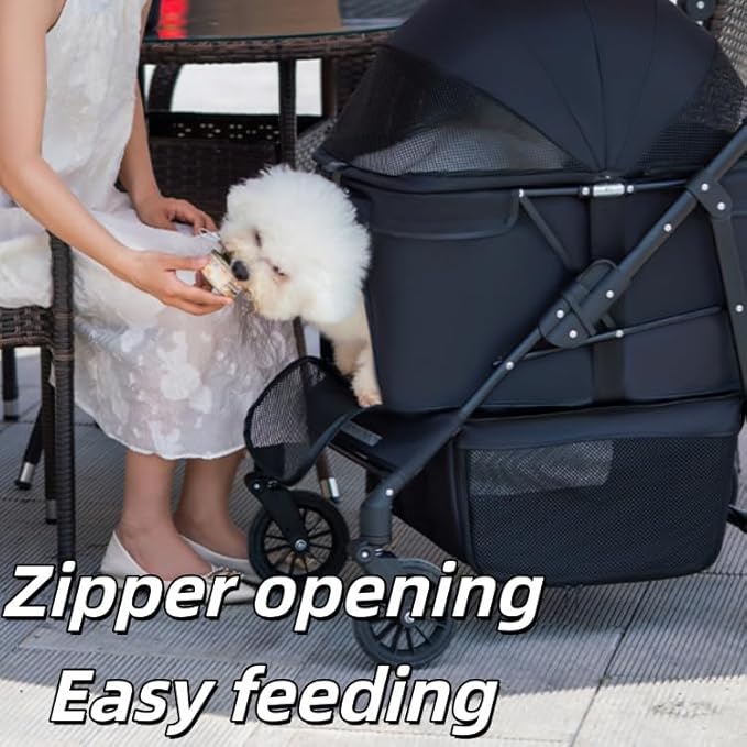 Medium Pet Stroller for Small & Medium Dogs, Double Dog Stroller for 2 Dogs, 44 Lbs Capacity Lightweight Integrated Design, Easy Setup Durable Pet Cart with Safe & Comfort Travel