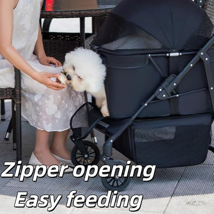 Medium Pet Stroller for Small & Medium Dogs, Double Dog Stroller for 2 Dogs, 44 Lbs Capacity Lightweight Integrated Design, Easy Setup Durable Pet Cart with Safe & Comfort Travel