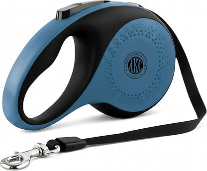American Kennel Club Heavy Duty Retractable Dog Leash, 16.4ft, Tangle-Free, Ergonomic Grip, One-Hand Brake, for Medium & Large Dogs up to 110 lbs Blue