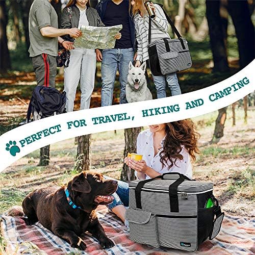 PetAmi Dog Travel Bag Organizer, Pet Supplies Tote, Stripe Black Large - Image 6