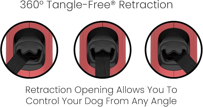 TUG Monochrome Tiny 360° Tangle-Free Retractable Dog Leash | Cat Leash | 10 ft Strong Nylon Tape (Tiny, Red)