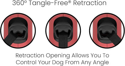 TUG Monochrome Tiny 360° Tangle-Free Retractable Dog Leash | Cat Leash | 10 ft Strong Nylon Tape (Tiny, Red)
