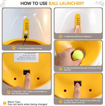 Automatic Ball Launcher Dogs: Interactive Fetch & Training Tool, Smart Mini Tennis Ball Thrower with 3-Setting Distance Control, Ultimate Self-Play Fetch Machine: Independent Fun & Exercise, Orange