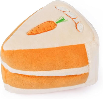 CHEWFFON Easter Dog Puzzle Snuffle Toy, Carrot Cake Treat-Hiding Enrichment Toy for Boredom Relief and Mental Stimulation, Squeaky Cake Gift, Interactive Play for Small and Medium Dogs