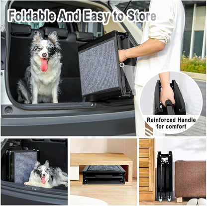 71" X-Long Dog Ramp for Car, Foldable Dog Ramps for Large Pets, Portable Dog Ramp for Truck, 17" Wide Dogs Car Ramp with Non-Slip Rug Surface, Pet Ramps for Large Dogs Up to 250LBS for SUV Truck-XL