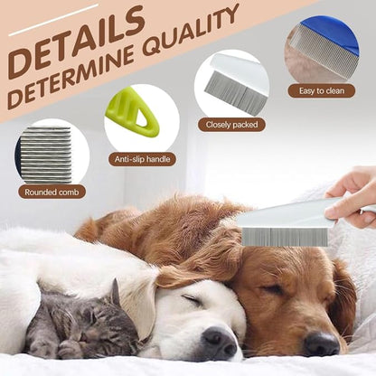 Pet Hair Comb, 2026 New Multifunctional Pets Grooming Comb for Knots Crust Floating, Stainless Grooming Massage Dual-Sided Comb for Small Dogs Puppies (Green)