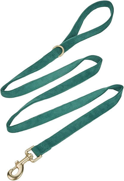 Soft Corduroy Fibric Dog Leash, 5 Feet Length Lead with Heavy Duty Rotating Hook, for Medium Large Dogs.(M,Green)