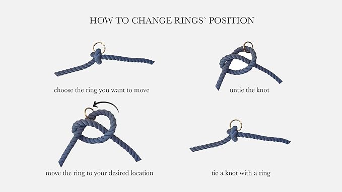 Hands Free Eco Friendly Handmade Multifunctional Cotton Rope Dog Leash 8.2 FT with Adjustable Double Swivel Hook for Medium and Large Dogs Running Hiking Camping Walking (Blue)