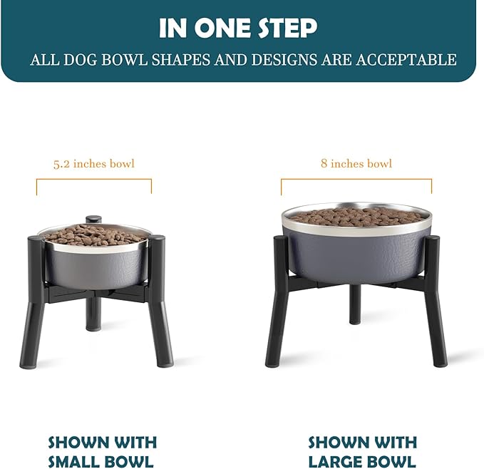 SHAINFUN Adjustable Elevated Dog Bowls Stand Compatible with 6 to 8 inch Wide Raised Stand with Metal Material for Medium and Small Sized Dogs (Bowl Not Included)