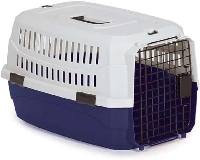 Airline Approved Pet Travel Crate Heavy Duty Plastic Blue Grey Secure Dog Cage Kennel Cab Contain Your Pet Safely (X-Small)