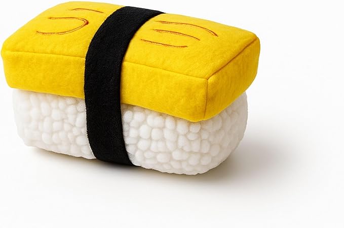 7" Squeaky Plush Toy for Puppies Small Dogs Self Etertainment Washable Soft Made [PET ONLY] (Egg Sushi)