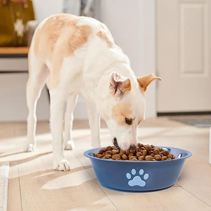 kathson 2 Pack Stainless Steel Dog Bowls,6" Spill Proof Metal Dog Food Bowls,Nonslip Rubber Bottom Pet Food and Water Bowl Set,Puppy Dishes Feeder for Medium Small Dogs,Grey