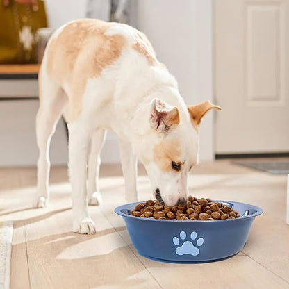 kathson 2 Pack Stainless Steel Dog Bowls,6" Spill Proof Metal Dog Food Bowls,Nonslip Rubber Bottom Pet Food and Water Bowl Set,Puppy Dishes Feeder for Medium Small Dogs,Grey