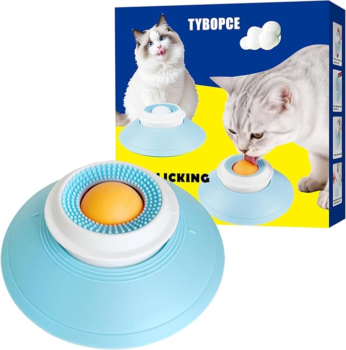 Cat Liquid/Wet Food Licking Bowl, Slow Feeding Pet Bowl, Cat Lick Ball Bowl, Non-Slip Design, Slow Eating, Pet Anxiety Relief Toy, Interactive Cat Bowl （Yellow Ball）