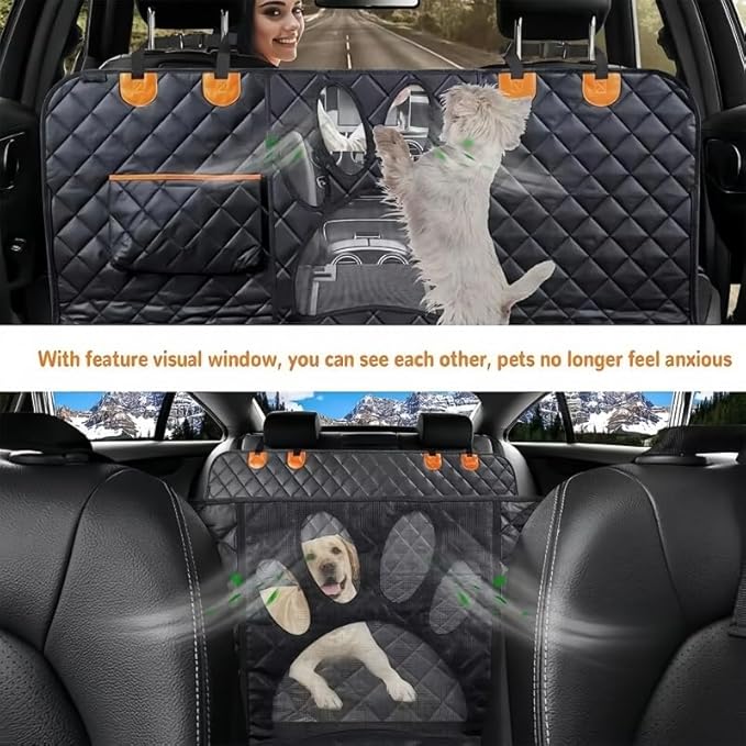 Dog Car Seat Cover for Toyota Tacoma Access Cab 2012-2023,Car Dog Mat for Back Seat Dog Hammock with Mesh Window Scratch Proof Nonslip Waterproof Durable Machine Washable,Grey