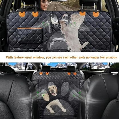 Dog Car Seat Cover for Toyota Tacoma Access Cab 2012-2023,Car Dog Mat for Back Seat Dog Hammock with Mesh Window Scratch Proof Nonslip Waterproof Durable Machine Washable,Grey