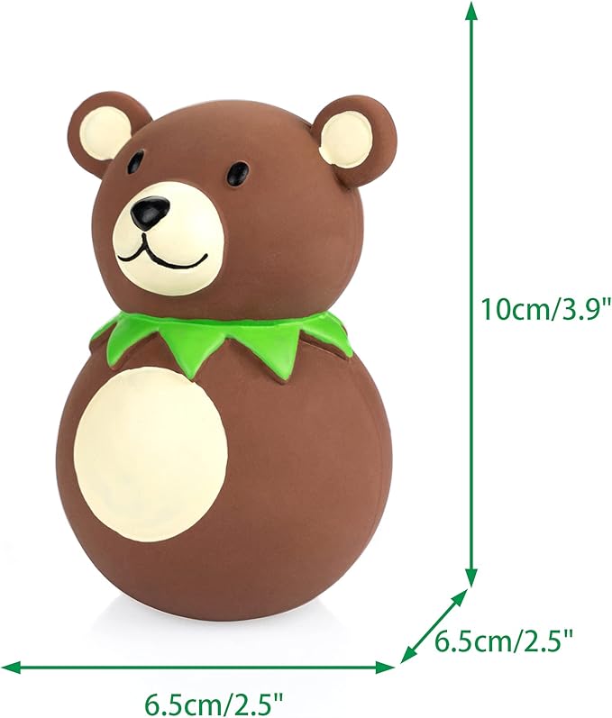 CHIWAVA 4 Pack Squeak Latex Dog Toy Funny Brown Bear Sets Pet Interactive Play for Small Dogs