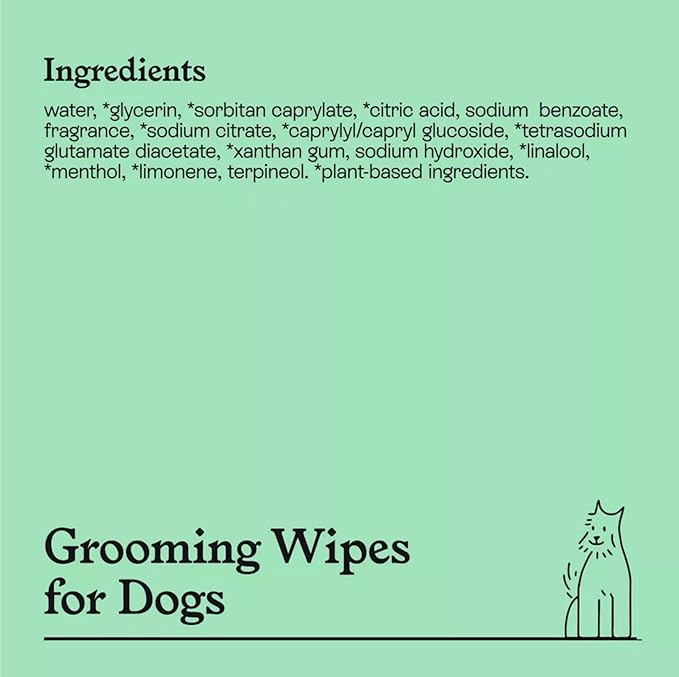 Kindfull Dog Grooming Wipes – 1 Pack (60 Wipes), Botanical Mint Scent – Gentle, pH-Balanced Pet Wipes for Paws & Fur – Plant-Based, Alcohol-Free – 7.9" x 7.7" Each