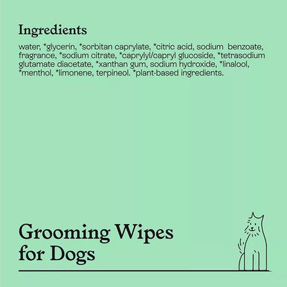 Kindfull Dog Grooming Wipes – 1 Pack (60 Wipes), Botanical Mint Scent – Gentle, pH-Balanced Pet Wipes for Paws & Fur – Plant-Based, Alcohol-Free – 7.9" x 7.7" Each