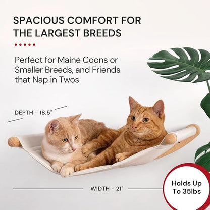 7 Ruby Road Cat Hammock Wall Mounted for Large and Indoor Cats or Kitty, Cute Bed Perch Shelf for Sleeping, Climbing and Lounging, Modern Shelves and Perches, Wooden Mount Cat Wall Furniture & Beds