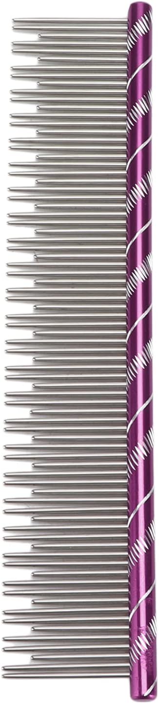 Pet Hair Removal Comb Reusable Comfortable Stainless Steel Comb for Cat Grooming Pet Hair Removal Comb Stainless Steel Pet Comb Open Knot Comb Grooming Comb (Volet)