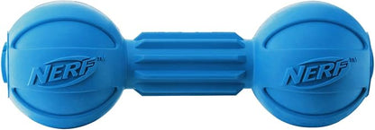Nerf Dog Chewable Barbell Dog Toy, Lightweight, Durable and Water Resistant, 7.5 Inches, For Medium/Large Breeds, Two Pack, Blue and Green (8953)