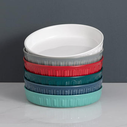 Fun Elements Shallow Dog Bowls, 10.5" Ceramic Large Food Plate for Small, Medium and Large Breeds, Non-Slip, Flat and Wide, Dishwasher Safe, Suitable for Dogs and Cats (White)