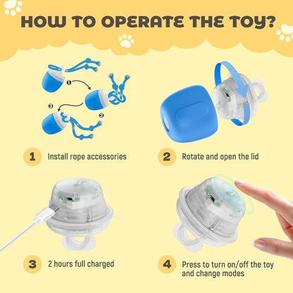 Interactive Dog Toys, Automatic Moving and Rolling Dogs Toy with Rope for Small Medium Large Dogs, Motion-Activated Dog Ball to Keep Them Busy(Blue)