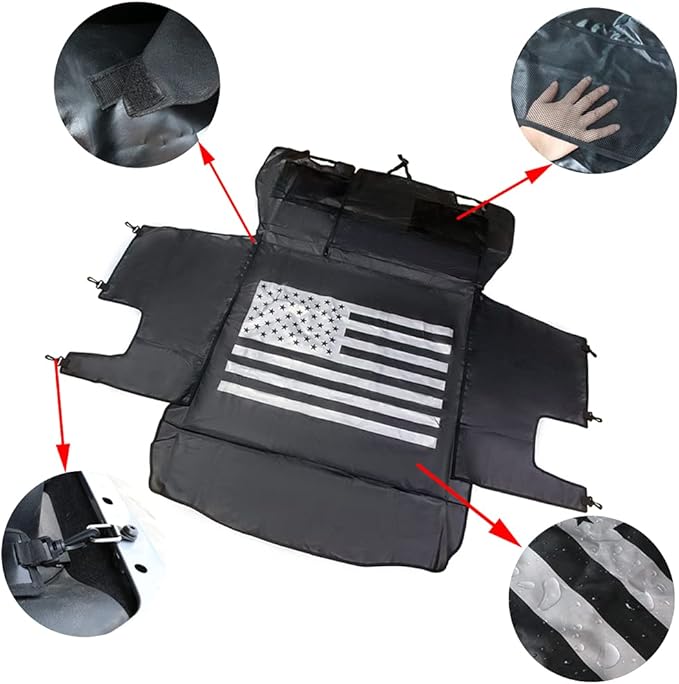 BESTAOO Dog Trunk Liner for Jeep, Heavy Duty Waterproof Oxford Cargo Protector for 2007-2026 Wrangler JK JL 4-Door, Nonslip Washable Pet Seat Cover & Anti-Scratch Liner (US Flag)