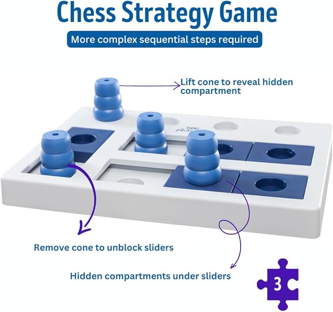 TRIXIE Chess Dog Activity Interactive Toy, Level 3 Food Puzzle Game, Brain Teasing Treat Dispenser, IQ and Mental Development Toy for Smart Dogs, Enrichment Toy for Boredom Busting
