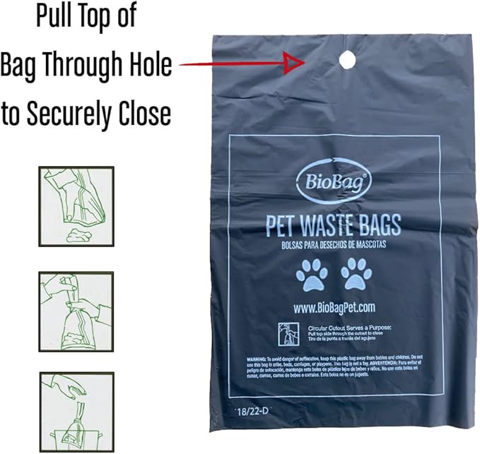 BioBag Premium Pet Waste Bags, Standard Size, 200 Count, Great For All Dog Breeds, Fits in Standard Park Dispensers