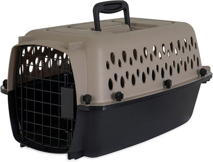 Petmate Vari Dog Kennel Portable Airline-Friendly Carriers & Crates for Small Dogs and Puppies, Durable Plastic, Pet Carrier For Home and Travel, XS Extra Small 19" For Dogs Up To 10 Lbs, Taupe