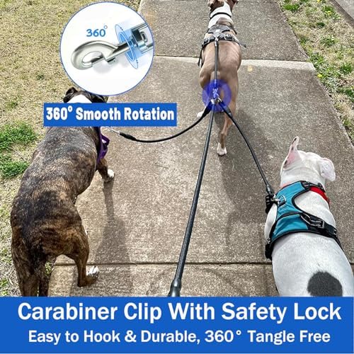 Heavy Duty 3 Dog Leash for Large Dogs No Tangle Detachable 360° Swivel Device with Padded Handle for Two/Three Pets - Image 4